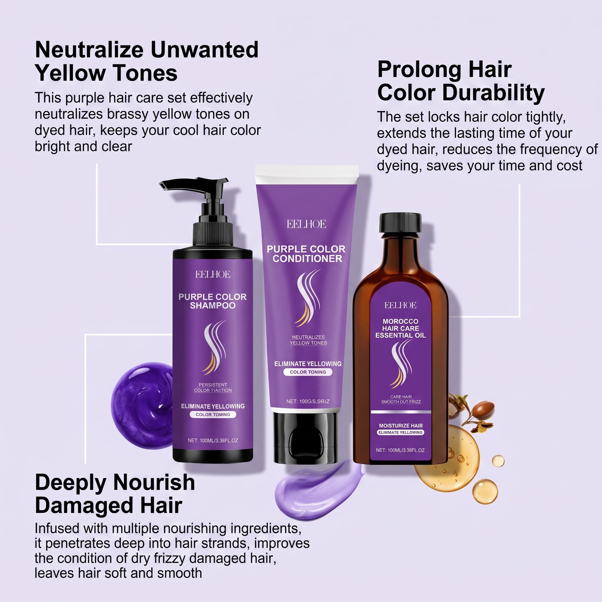 Zestaw szamponu fioletowego z  – Hair Care Oil Serum recenzja i cena